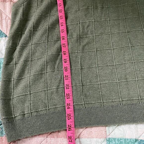 Vintage Arnold Palmer Sweater Vest Mens L Grandpa Green Knit Made Canada Grid - Picture 4 of 6